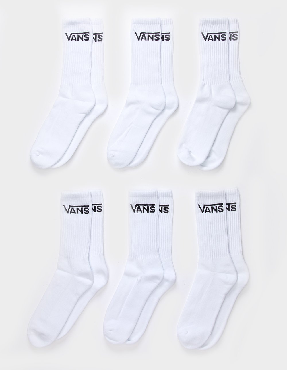 VANS 6 Pack Mens Classic Crew Socks - WHITE