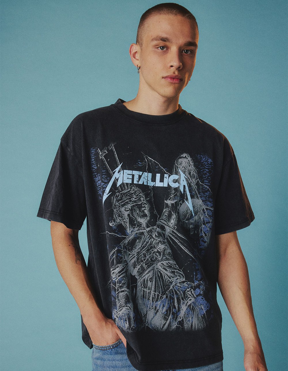 METALLICA Justice Mens Boxy Tee - WASHED BLACK