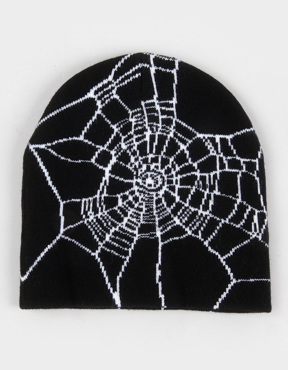 Spider Web Skully Beanie - BLK/WHT