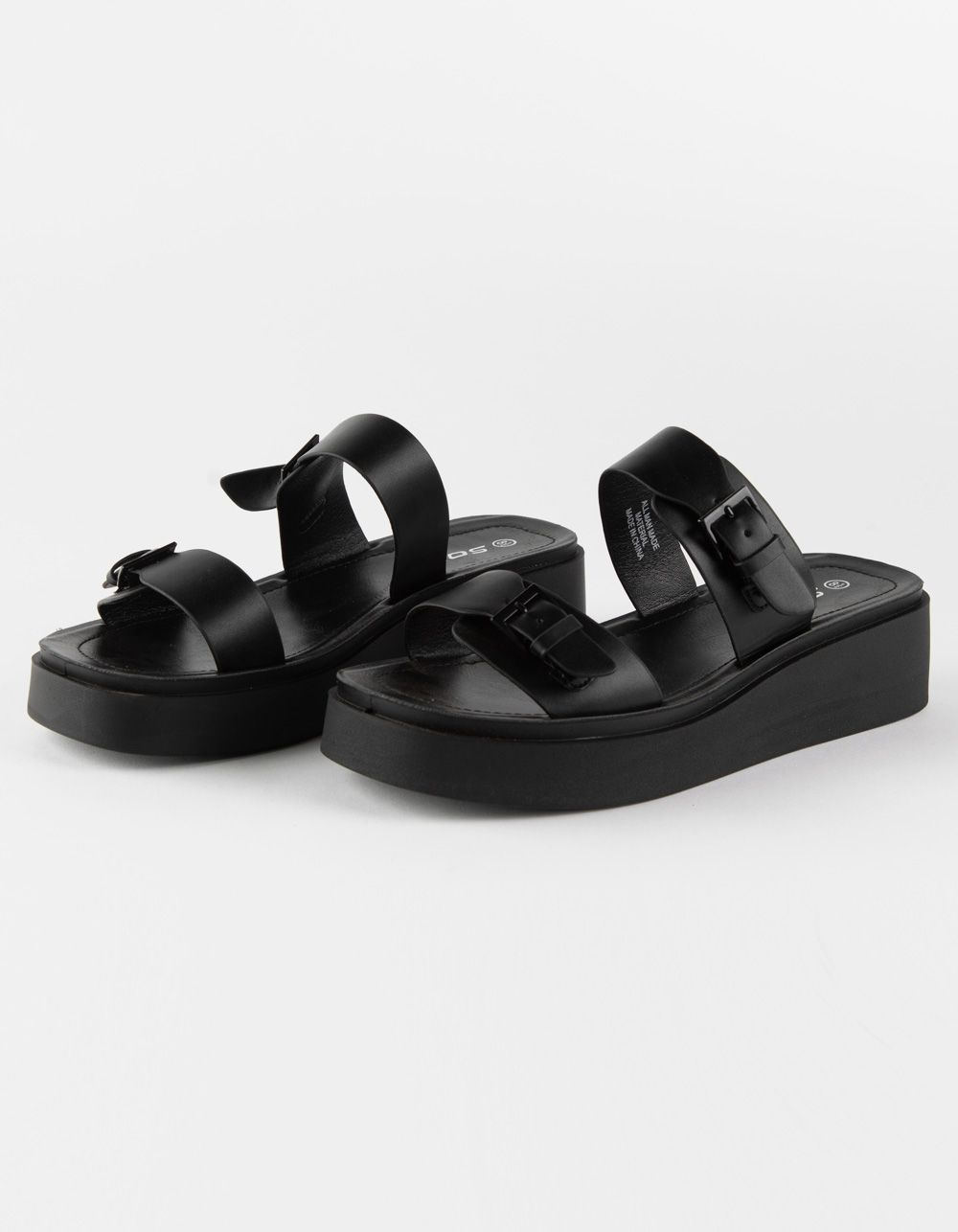 SODA Womens Flatform Buckle Wedge Sandals - BLACK | Tillys