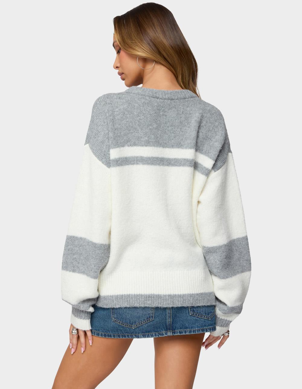 EDIKTED Nogah Stripey Oversized Sweater - GRAY