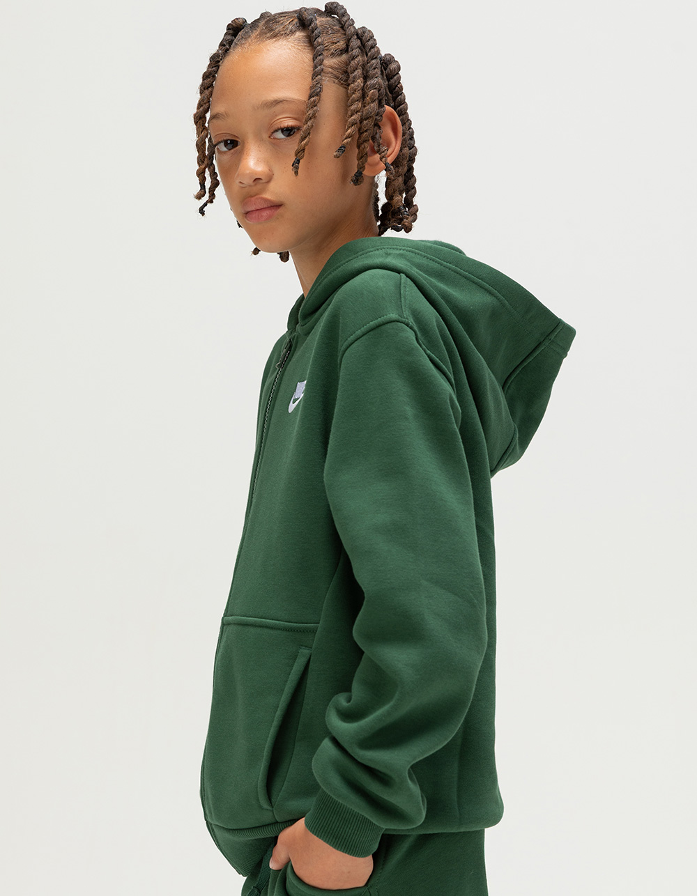NIKE Sportswear Club Fleece Boys Zip-Up Hoodie - FOREST