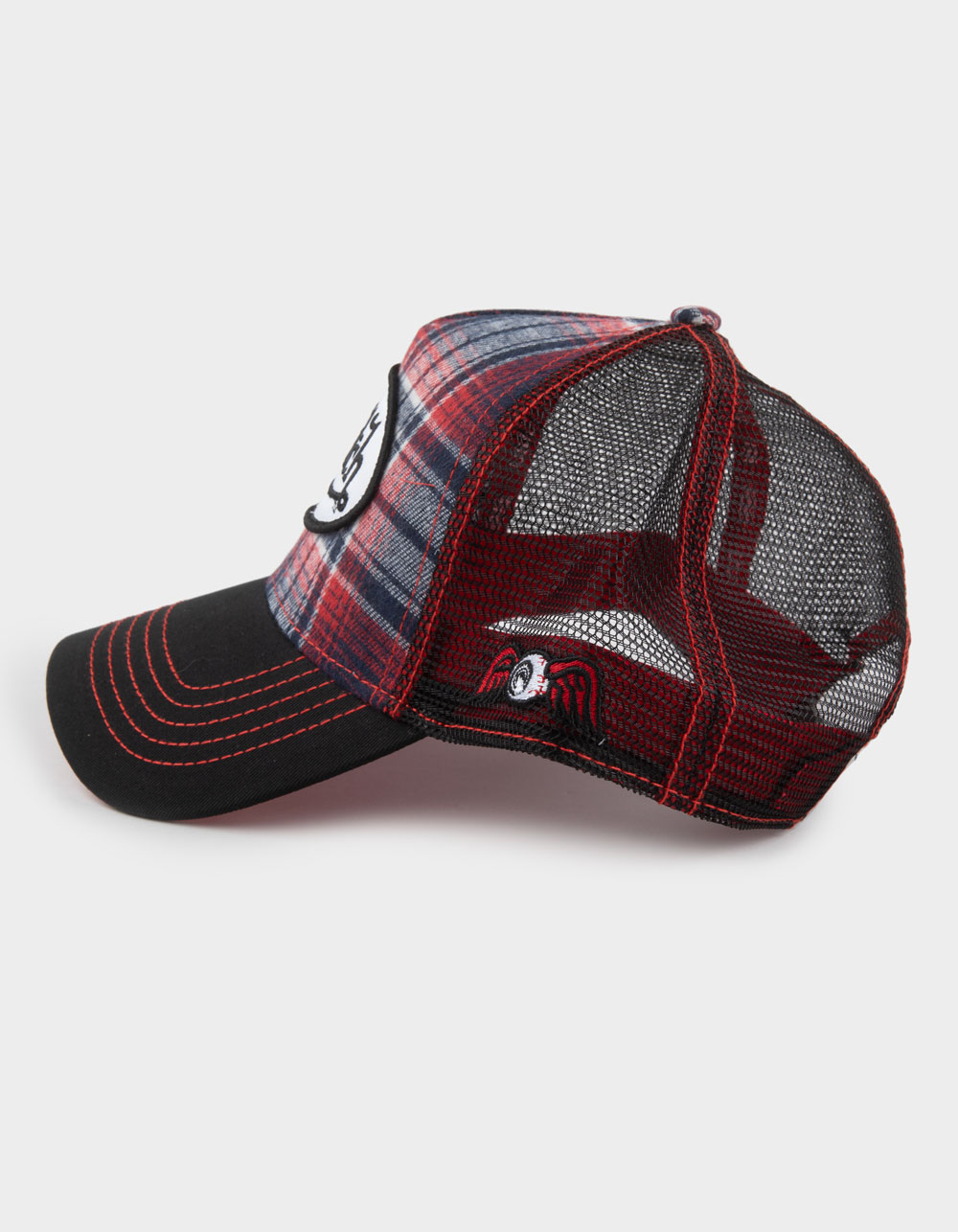 VON DUTCH Plaid Trucker Hat - RED/BLK