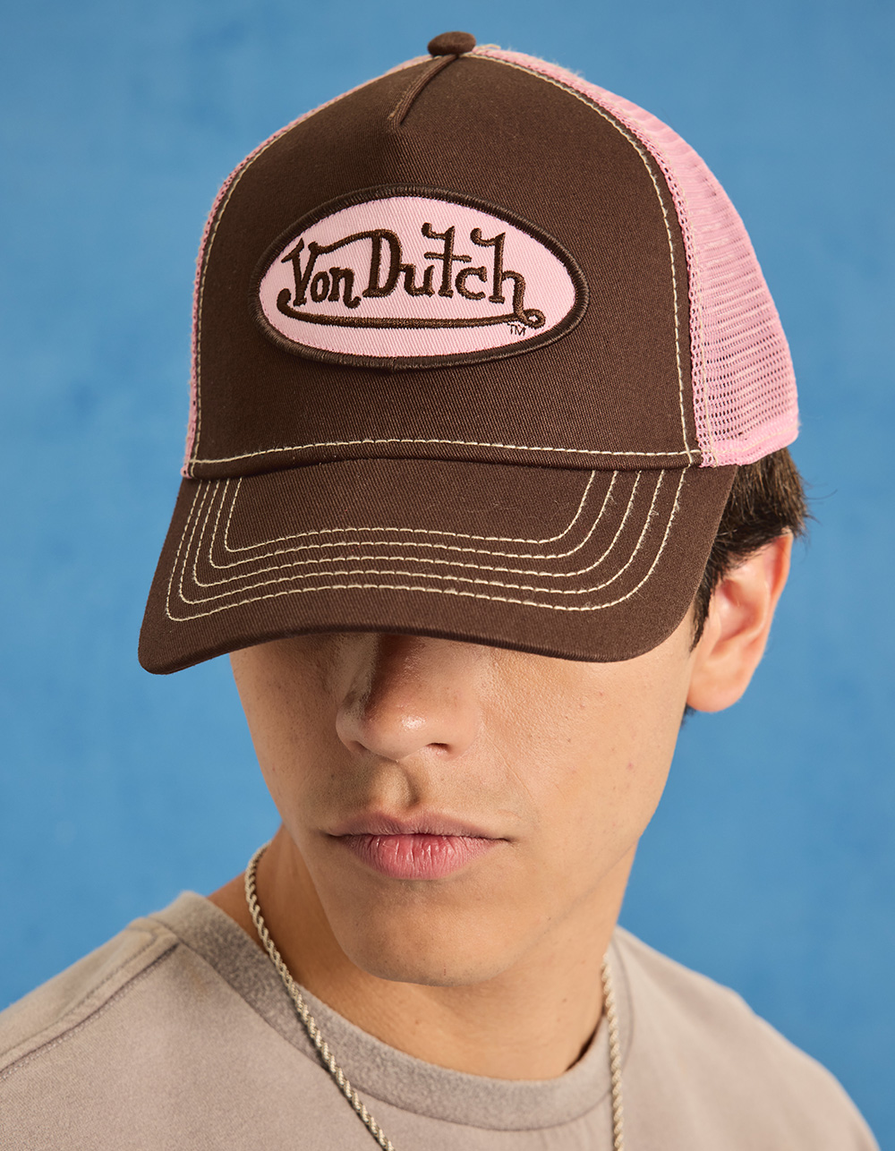 VON DUTCH Staple Trucker Hat - BROWN COMBO