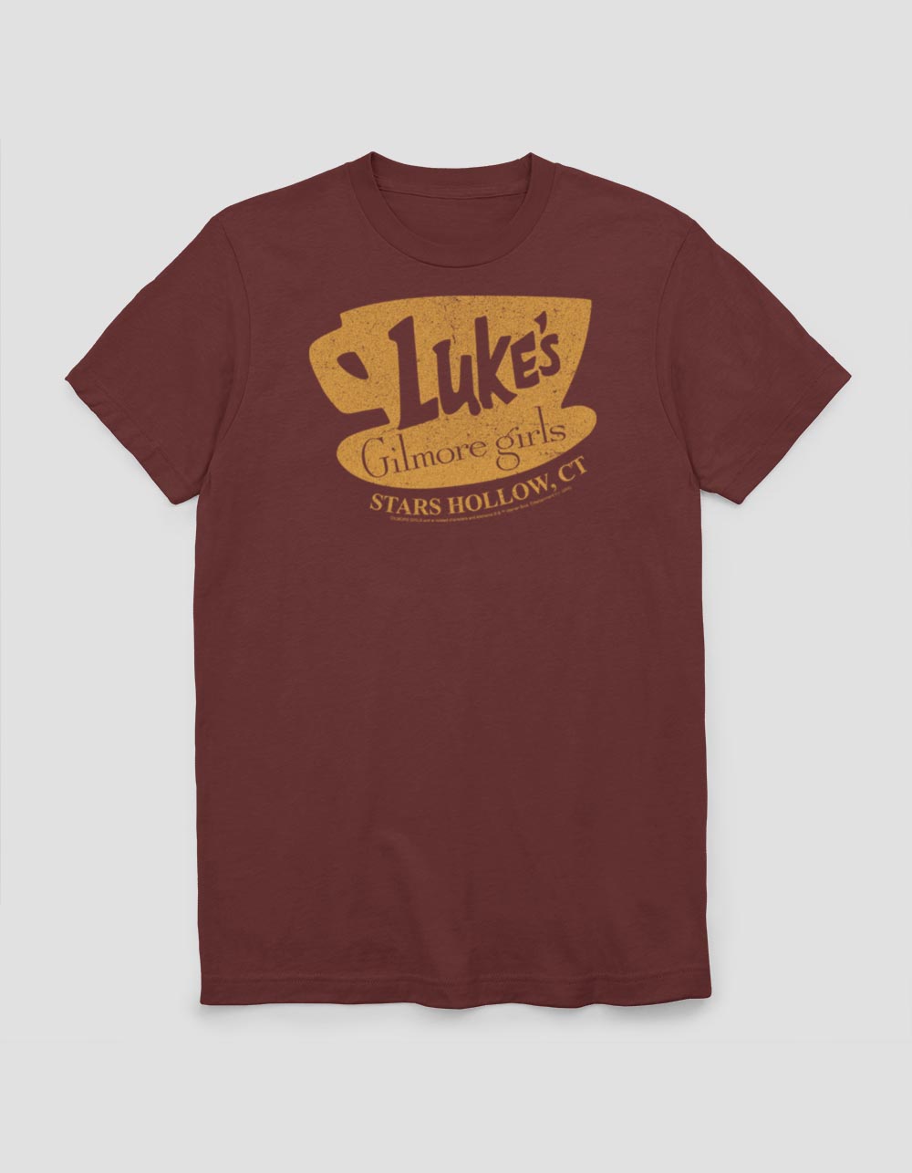 GILMORE GIRLS Distressed Luke's Diner Unisex Tee - CARDINAL