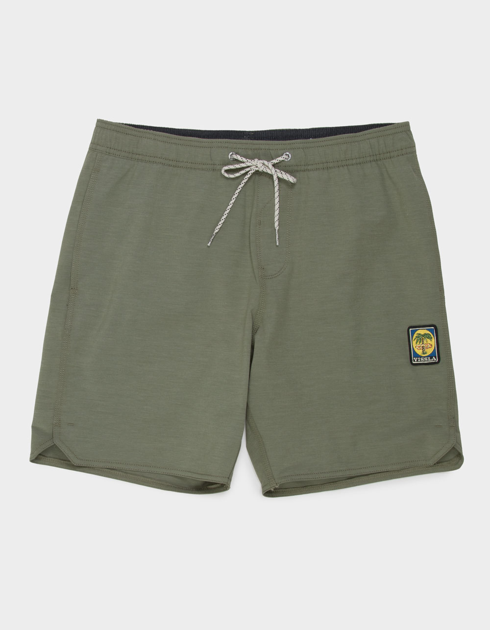 VISSLA Solid Sets Ecolastic Mens 17.5" Volley Shorts - OLIVE