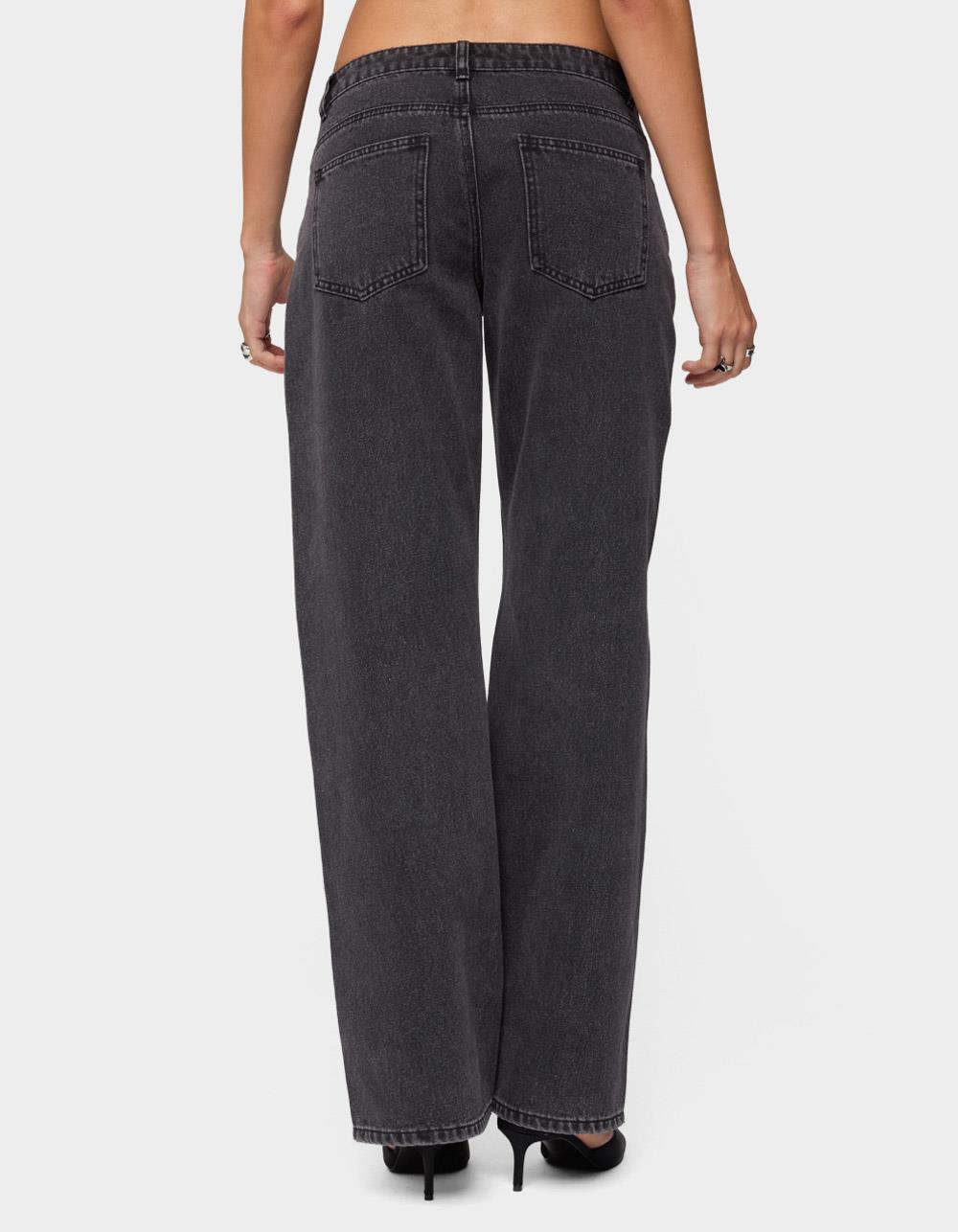 EDIKTED Rossa Beaded Low Rise Jeans - BLACK