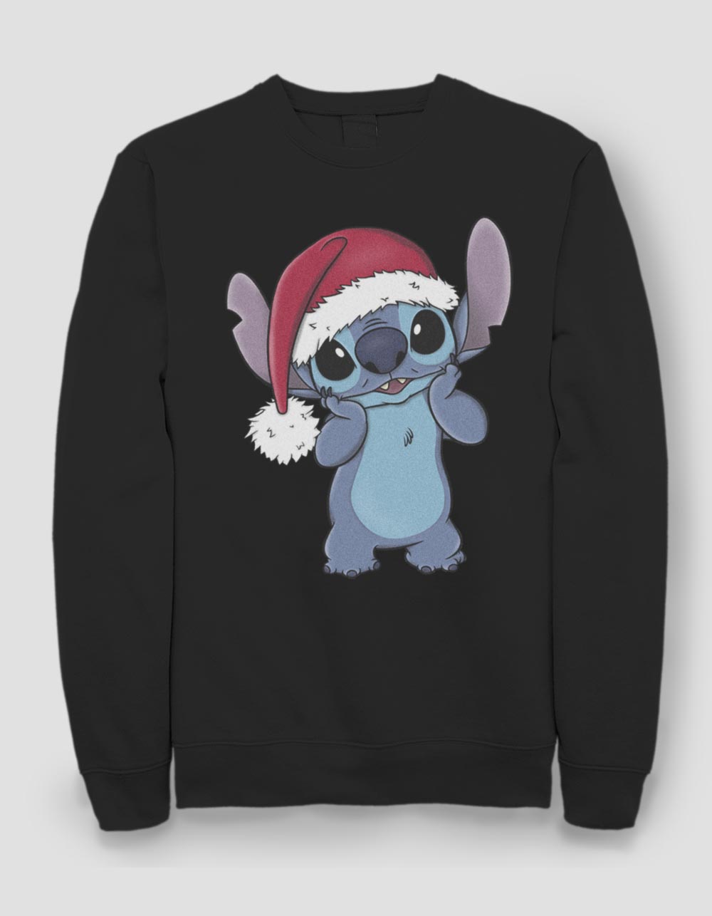 LILO & STITCH Santa Hat Unisex Holiday Sweatshirt - BLACK