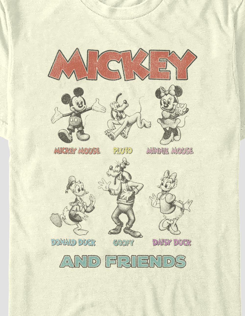 DISNEY Mickey & Friends Line Up Unisex Tee - NATURAL