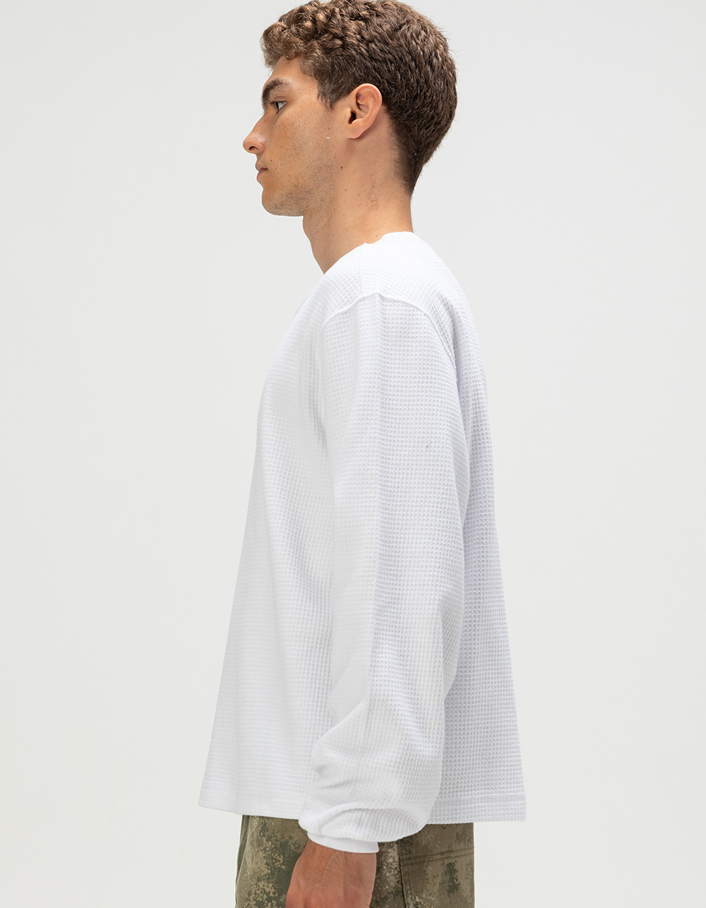 RSQ Mens Washed Boxy Thermal - WHITE