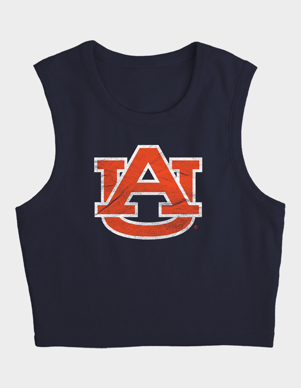 AUBURN UNIVERSITY Distressed Primary Logo Womens Cropped Tank Top - NAVY