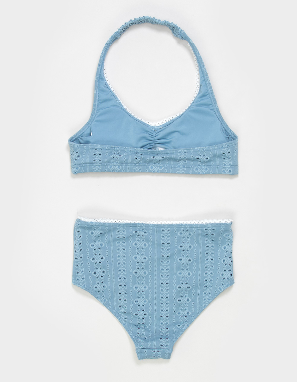 FULL TILT Texture Girls Halter Bikini Set - HTHR BLUE