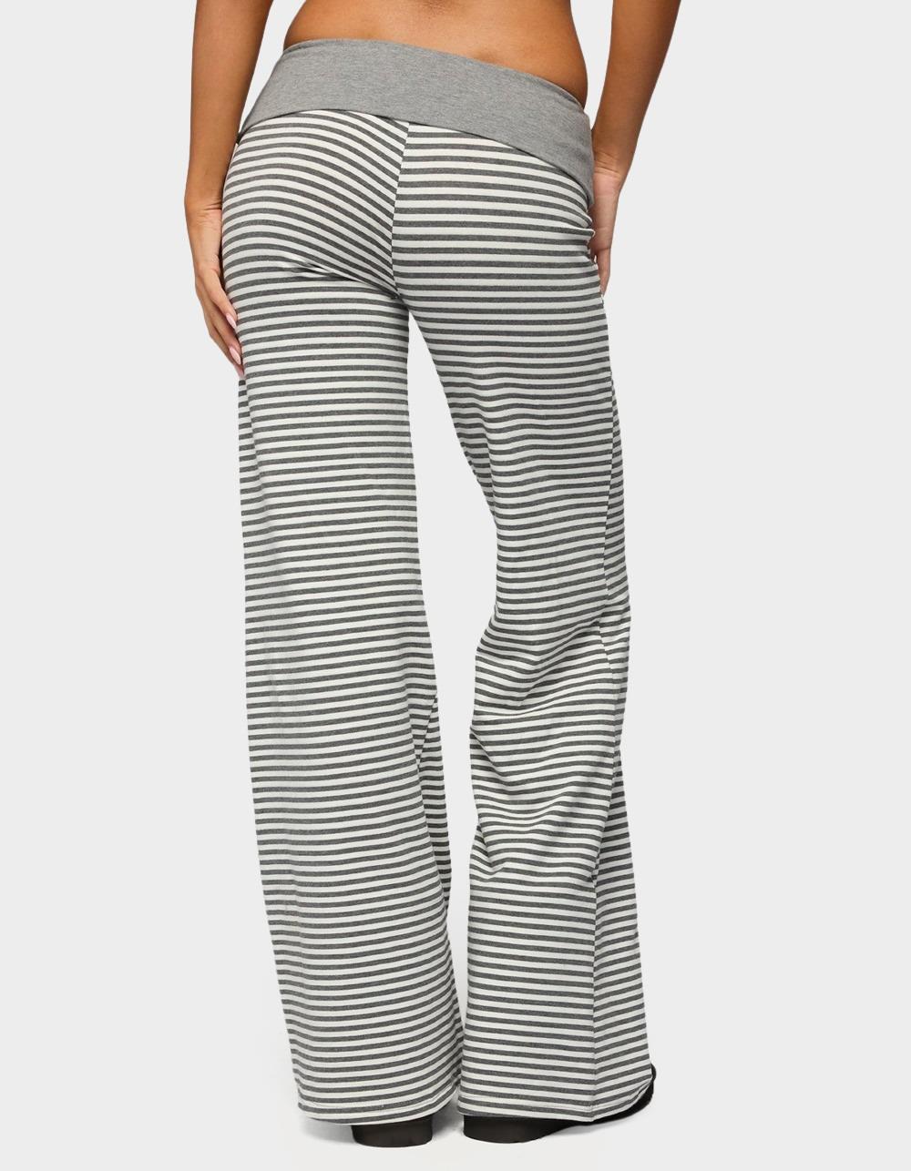 EDIKTED Meggy Striped Foldover Pants - GRAY