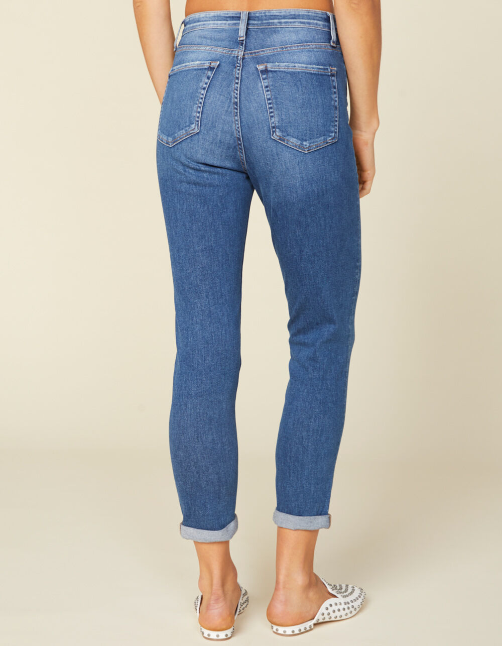 FLYING MONKEY High Rise Roll Hem Womens Jeans image number 4