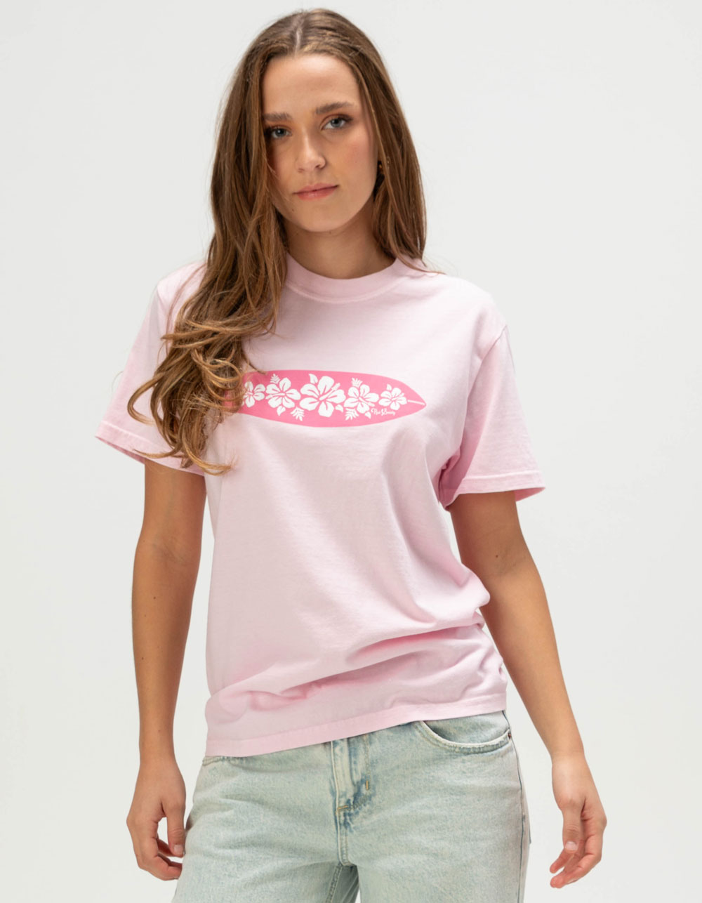 RIOT SOCIETY Surfboard Womens Boyfriend Tee - PINK