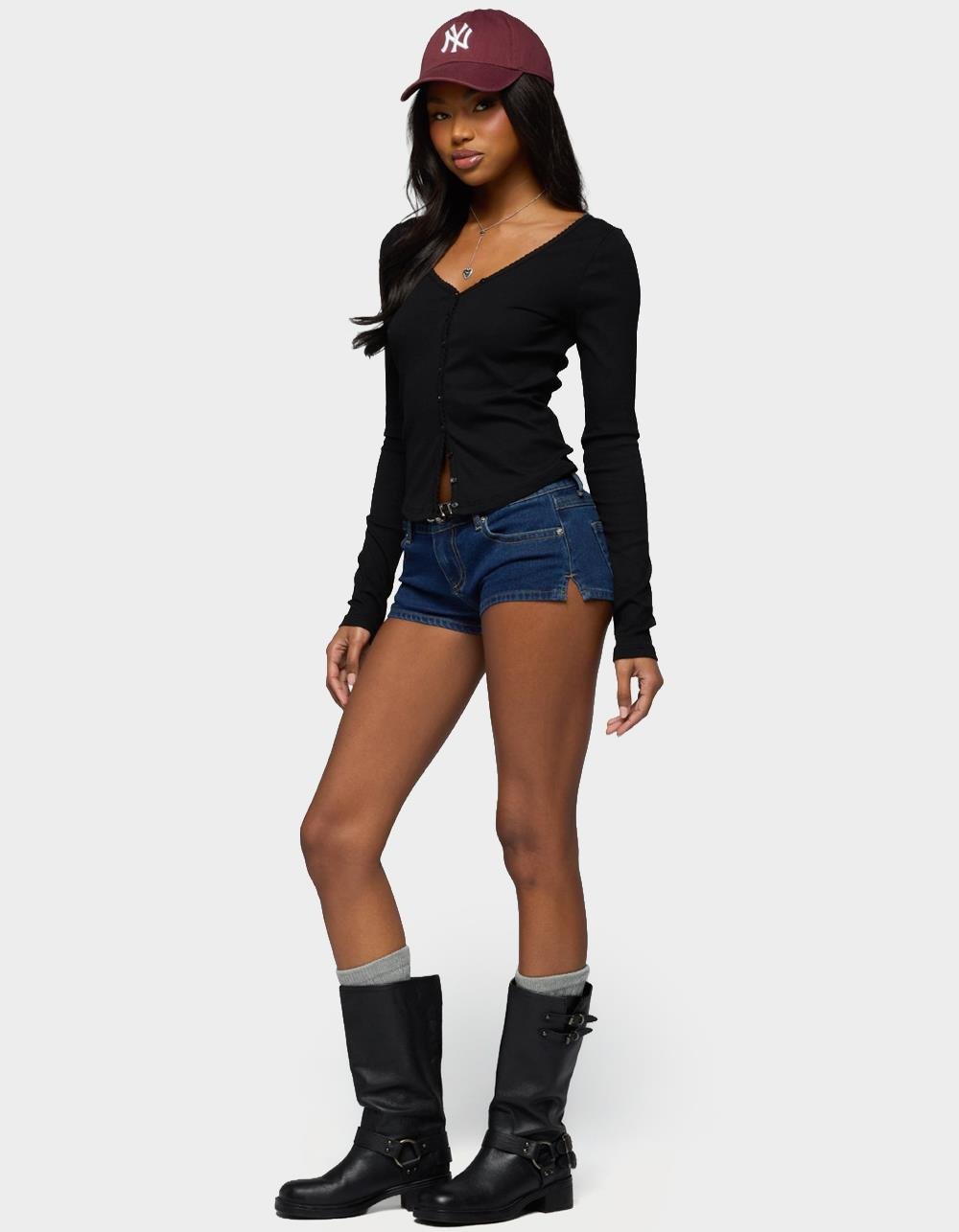 EDIKTED Tanya Button Up Cardigan - BLACK