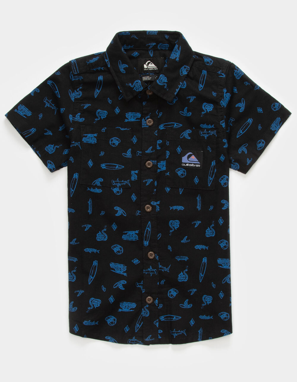 QUIKSILVER Hey Bro Little Boys Button Up Shirt (47) BLACK Tillys