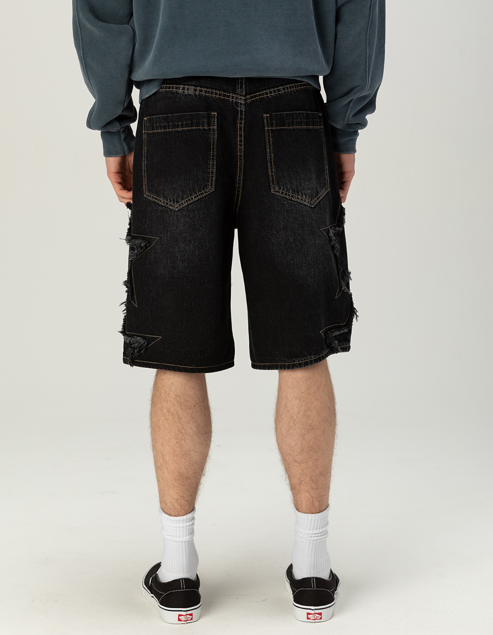 RSQ Mens Baggy Applique Jorts - WASHED BLACK