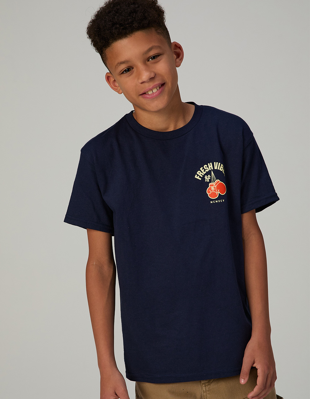 FRESH VIBES Boxing Club Boys Tee - NAVY