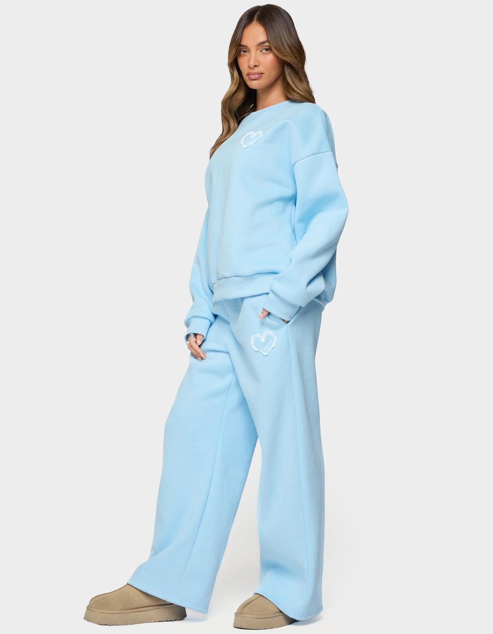 Edikted Love Oversized Sweatshirt - LIGHT BLUE