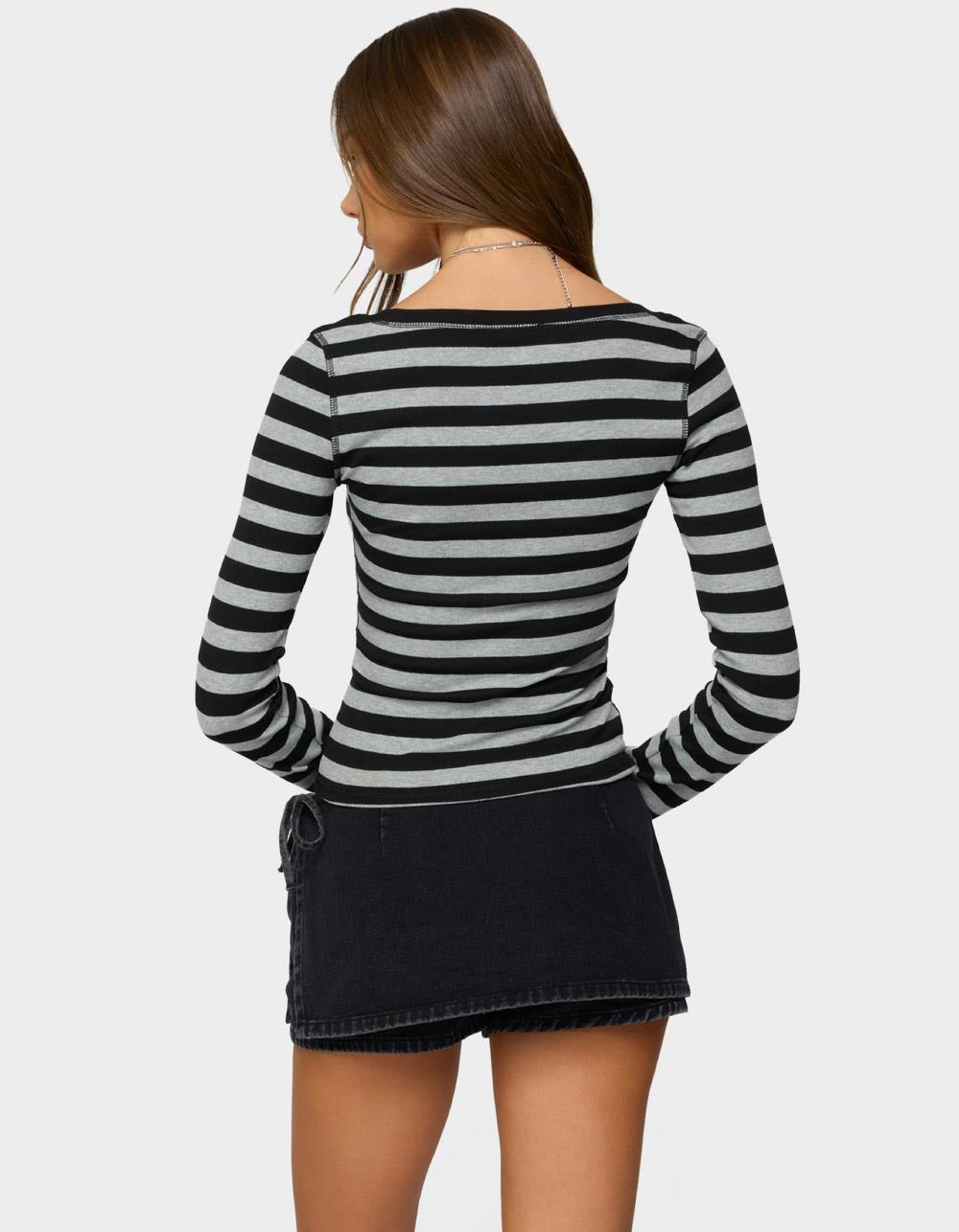 EDIKTED Rainey Striped Long Sleeve Top