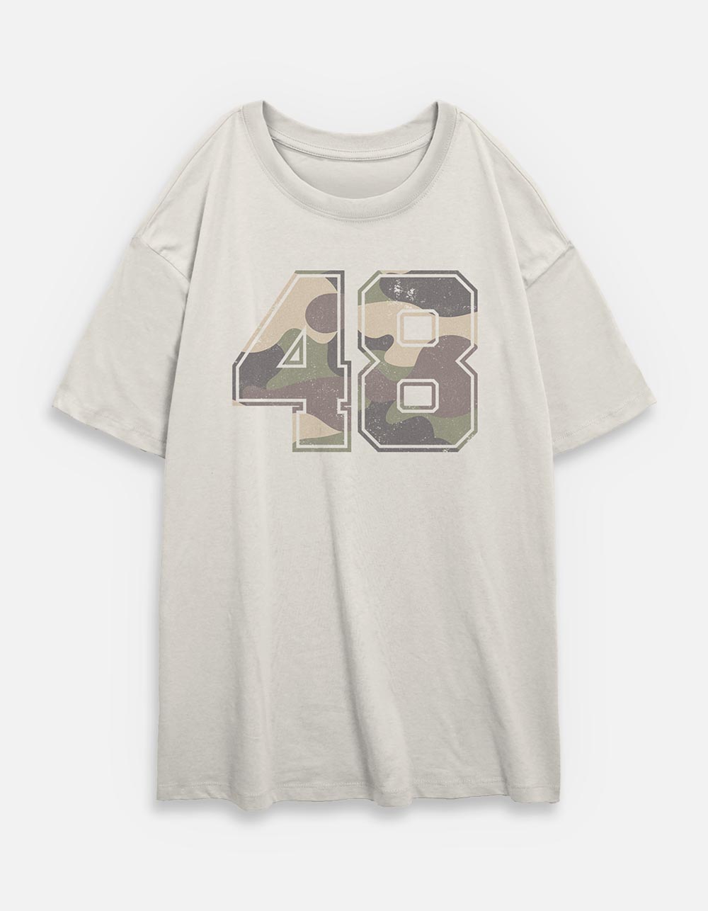 COLLEGIATE 48 Camo Fill Womens Oversized Tee - CREAM