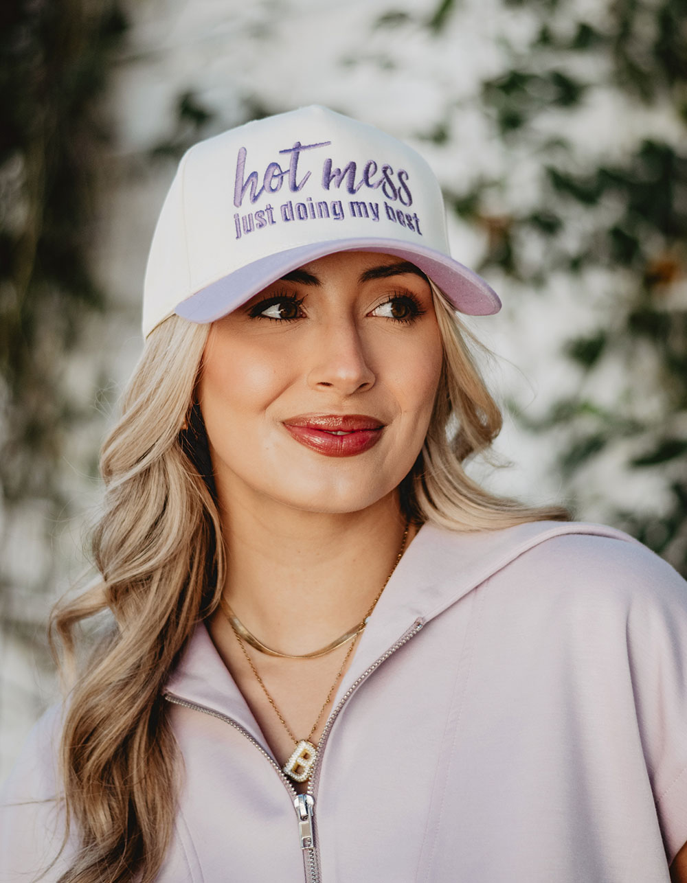 KATYDID Hot Mess Just Doing My Best Two-Toned Vintage Hat - LT PURPLE