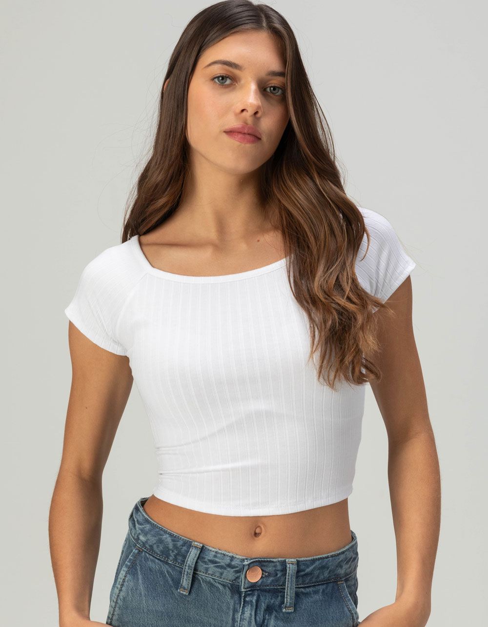 TILLYS Boat Neck Womens Tee - WHITE