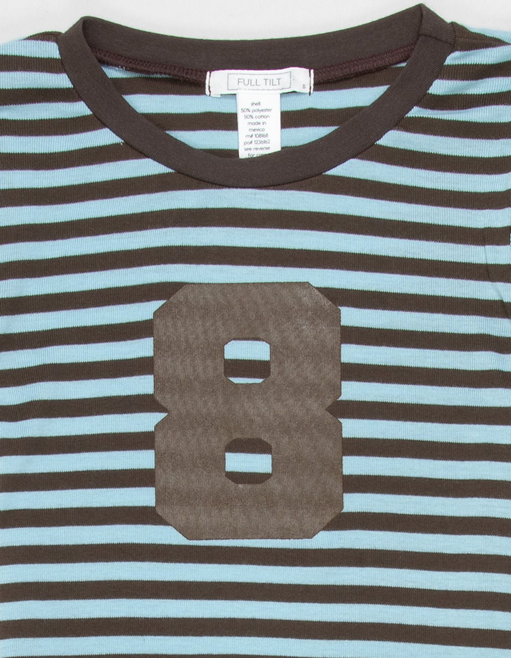 FULL TILT 8 Stripe Girls Ringer Tee - BROWN COMBO