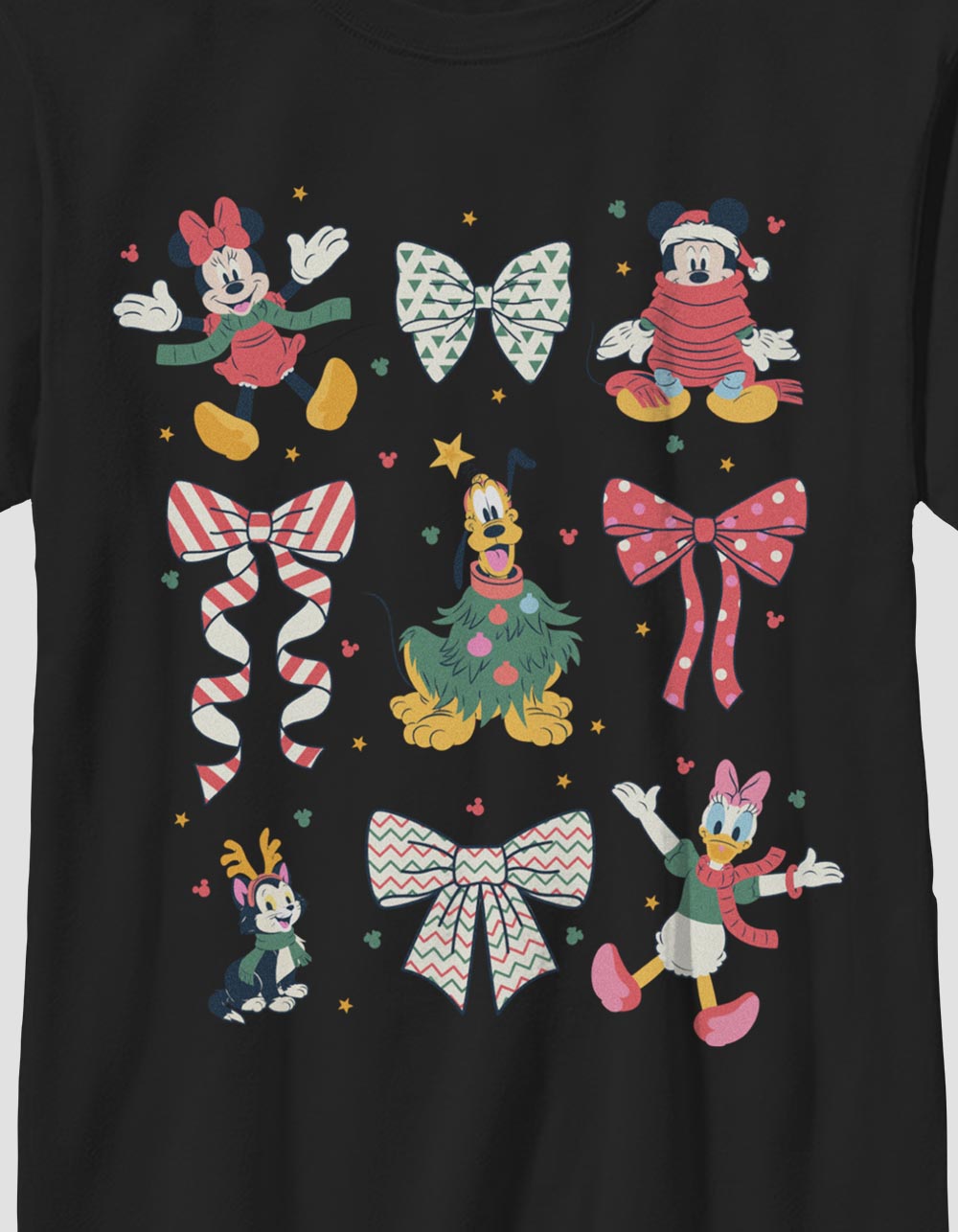 DISNEY Holiday Bows Unisex Kids Tee - BLACK