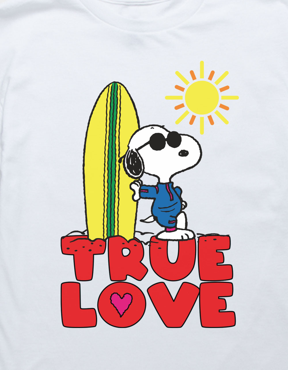 PEANUTS True Love Surf Unisex Kids Tee - WHITE