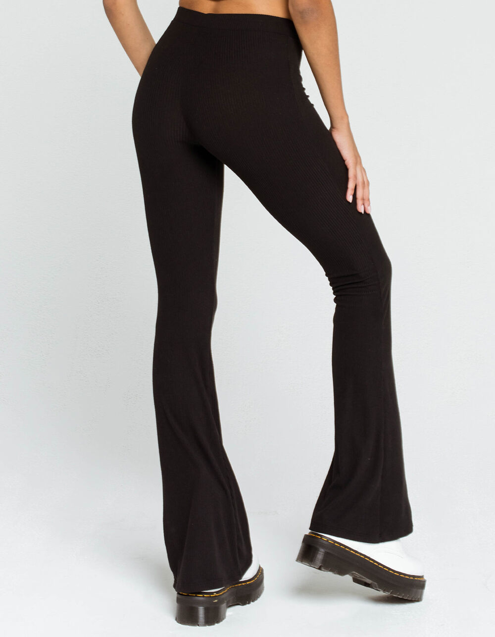 SKY AND SPARROW Rib Womens Flare Pants - BLACK | Tillys
