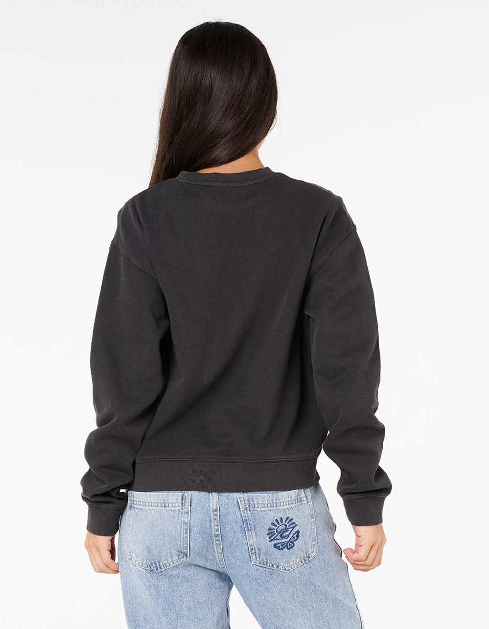 RIP CURL Sunset Womens Relaxed Crewneck Sweatshirt - OFF-BLACK