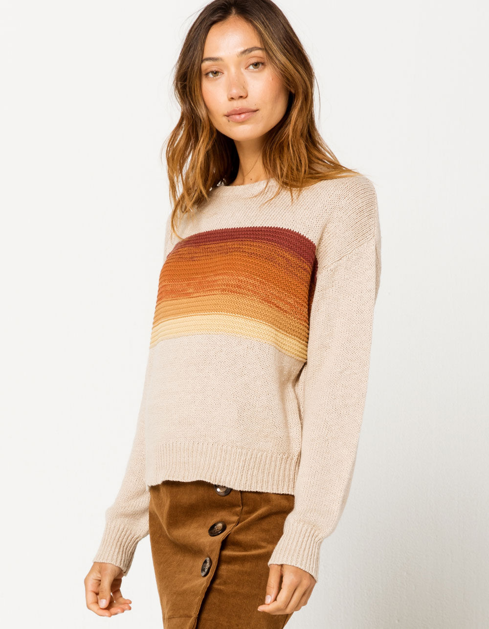 COCO & JAIMESON Chest Stripe Womens Sweater - CREAM COMBO | Tillys