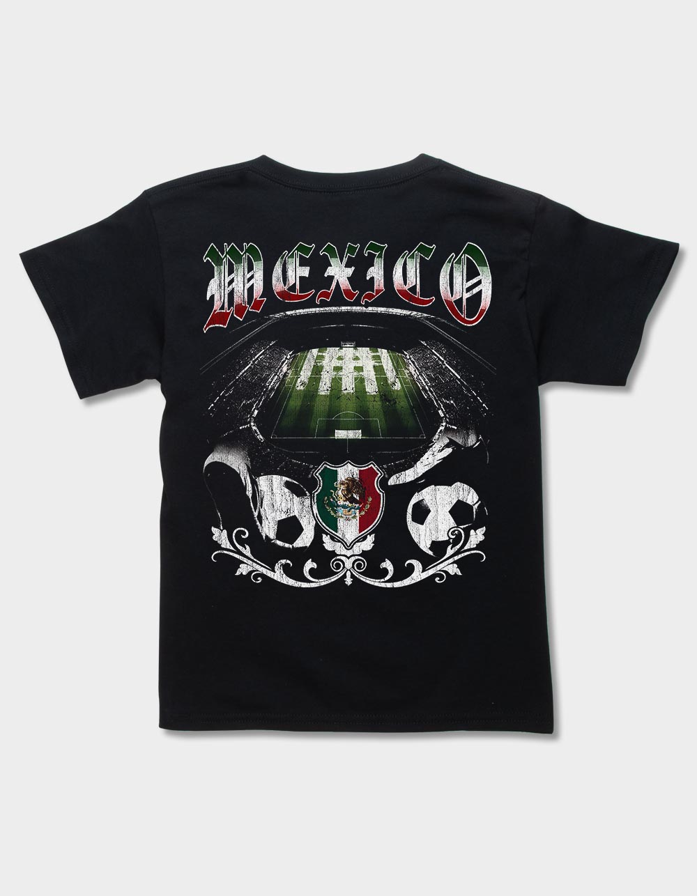 MEXICO Soccer Arena Distressed Unisex Kids Tee - BLACK