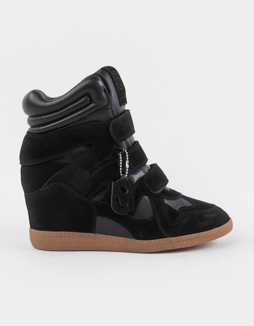 STEVE MADDEN Mavis Womens High Top Wedge Sneakers - BLACK