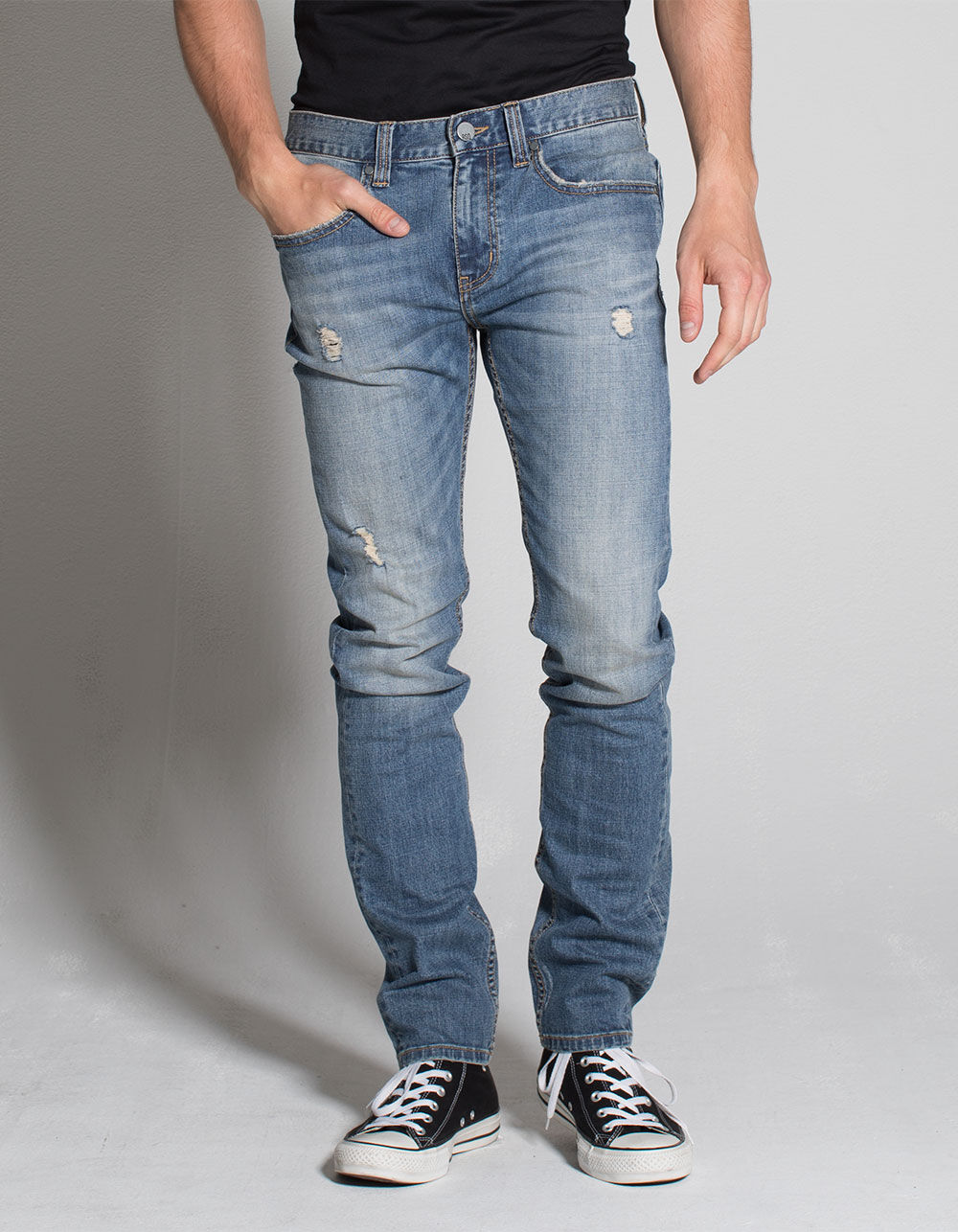 RSQ Seattle Mens Skinny Taper Ripped Jeans image number 0