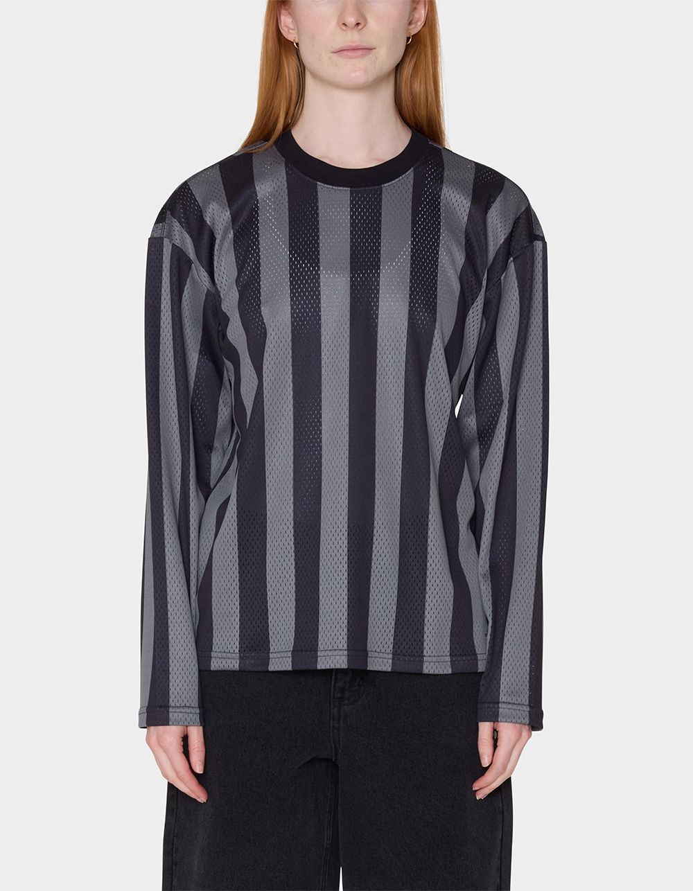 OBEY Bound Mesh Stripe Womens Long Sleeve Tee - OXFORD