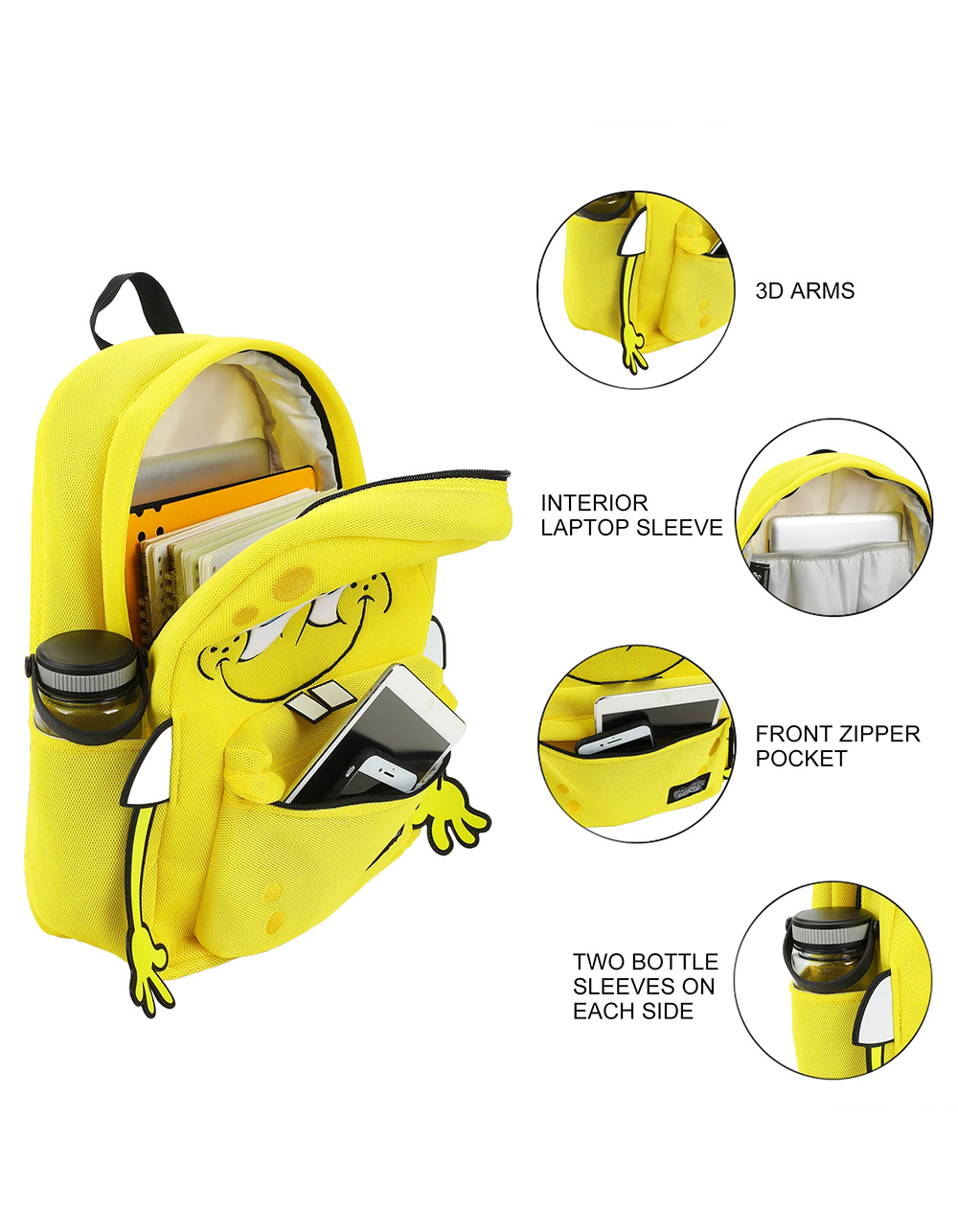 BIOWORLD SpongeBob SquarePants 17" Backpack - YELLOW COMBO