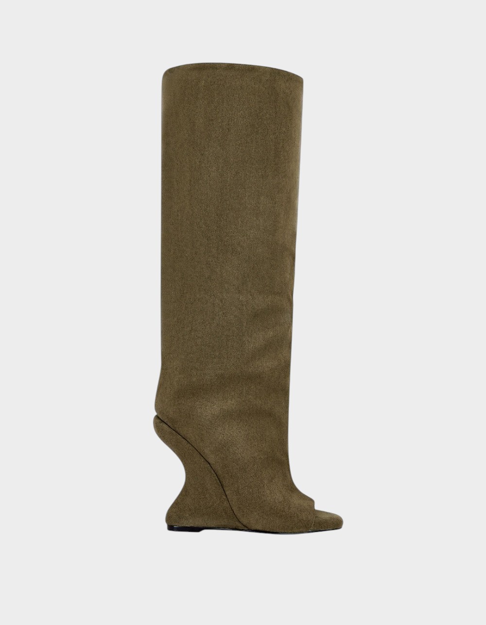 AZALEA WANG Vincent Peep Toe Wedge Womens Boots - OLIVE