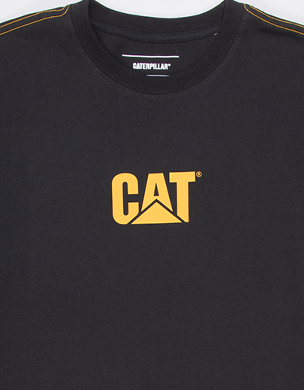 CATERPILLAR Logo Mens Relaxed Heavyweight Tee - WASHED BLACK