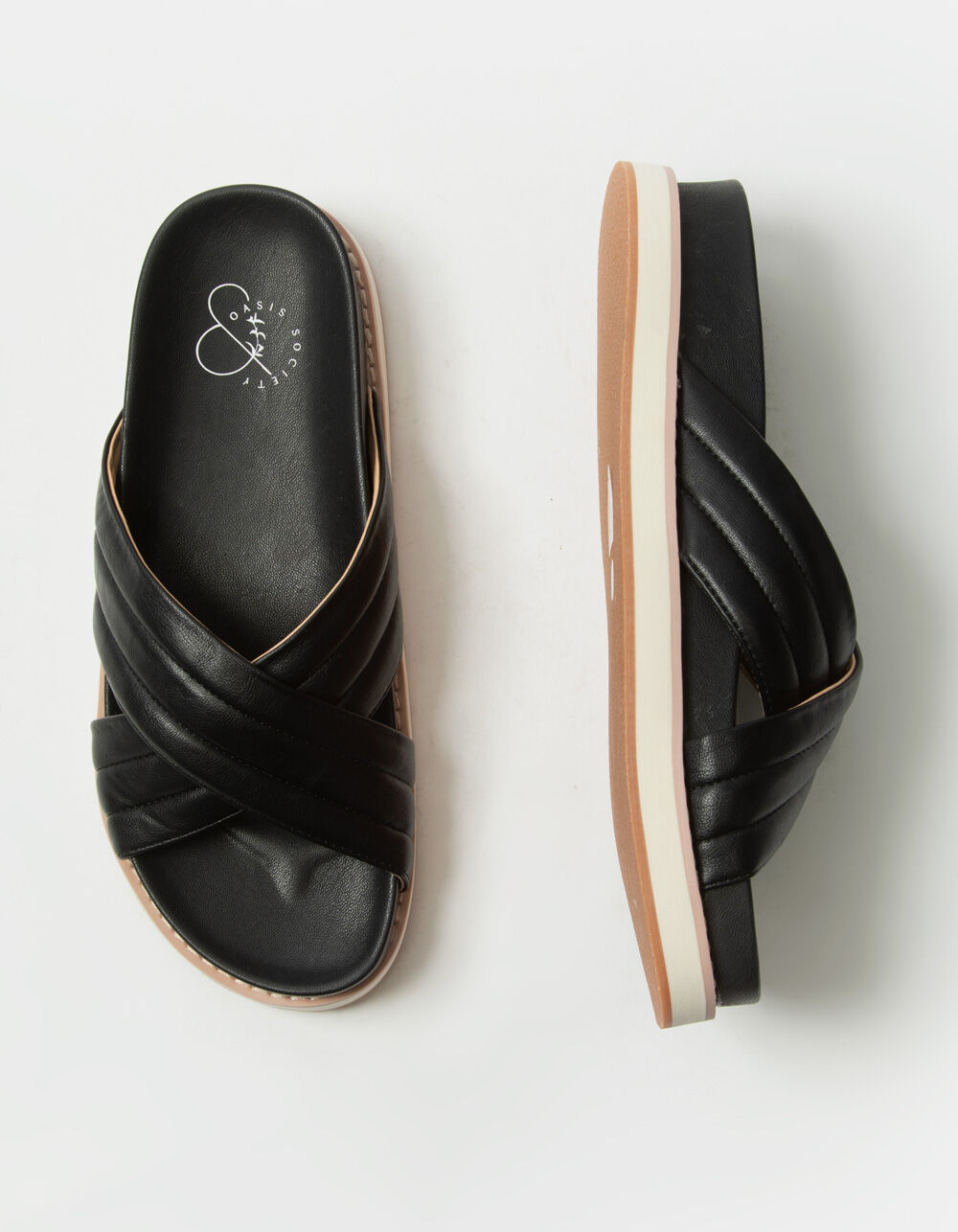 OASIS SOCIETY Aiden Criss Cross Womens Slide Sandals - BLACK | Tillys
