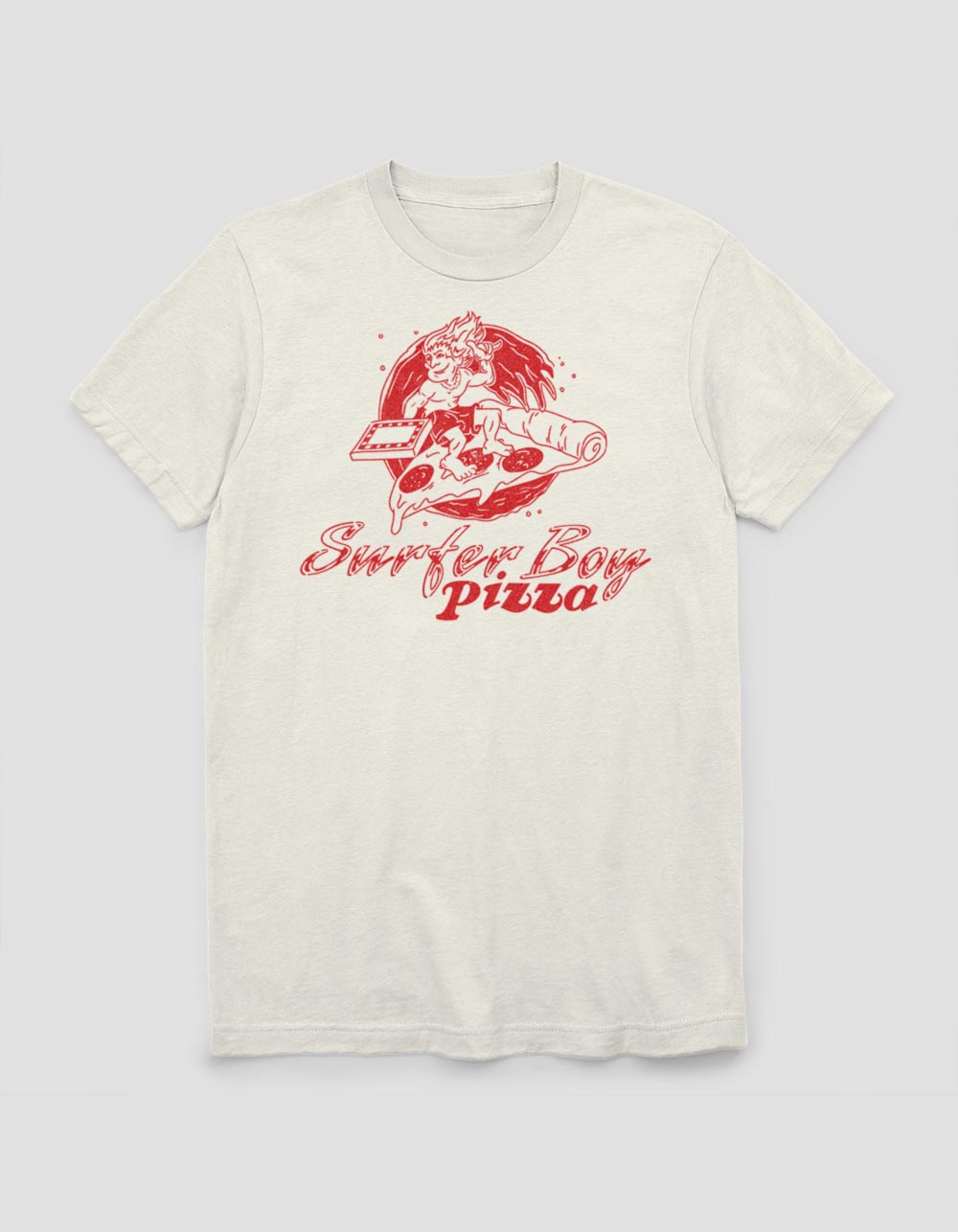 STRANGER THINGS Surfer Pizza Unisex Tee - NATURAL