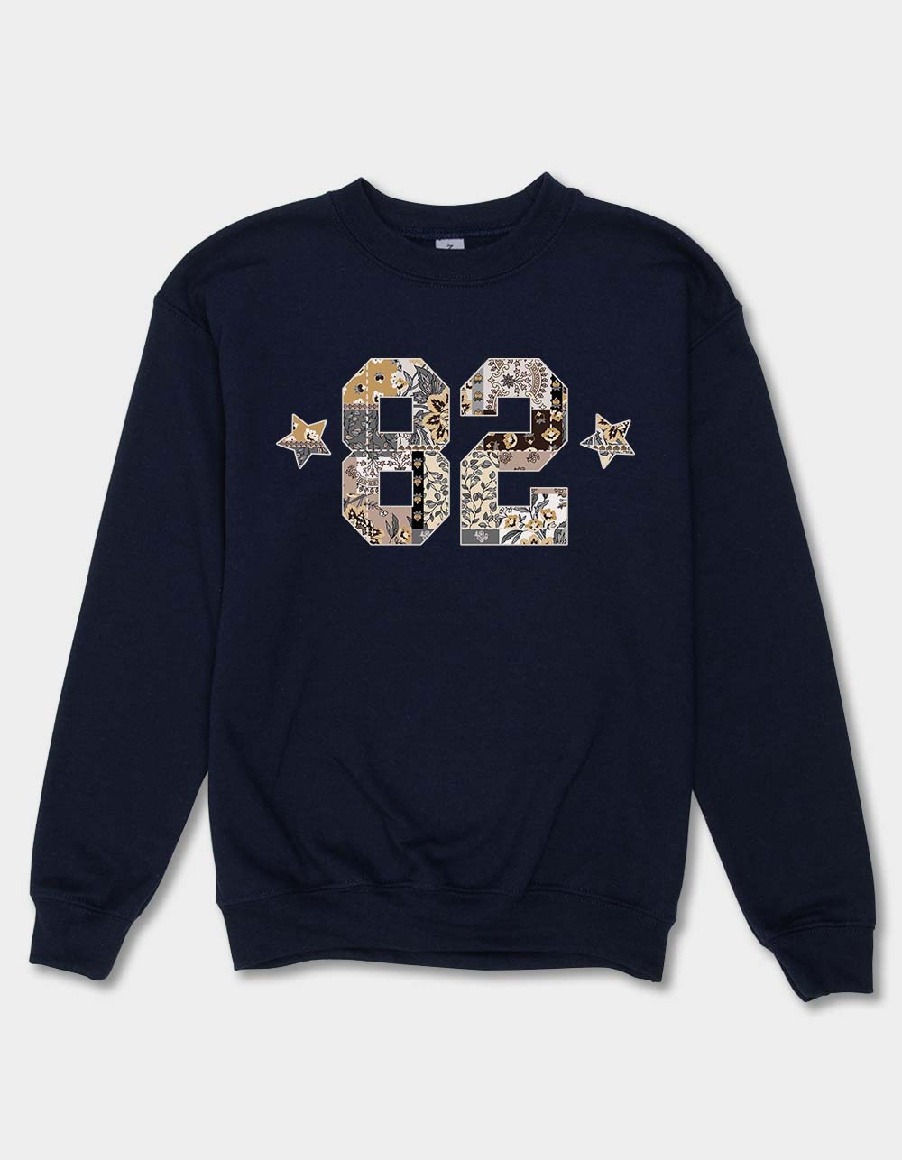 COLLEGIATE 82 Patchwork Stars Unisex Kids Crewneck Sweatshirt - NAVY