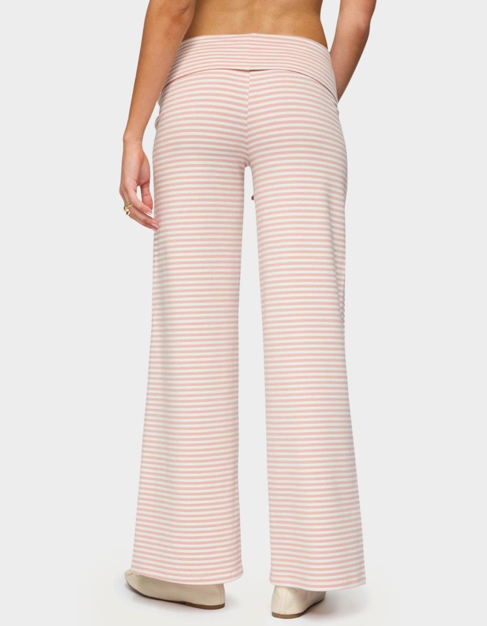 EDIKTED Lilah Striped Fold Over Pants - PINK