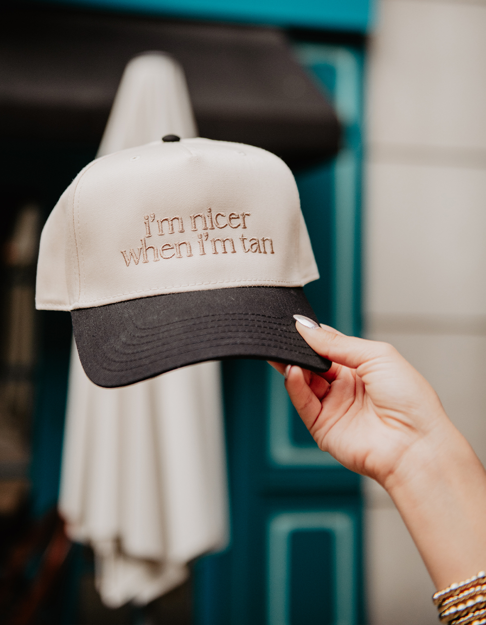 KATYDID I'm Nicer When I'm Tan Two-Toned Vintage Hat - BLACK