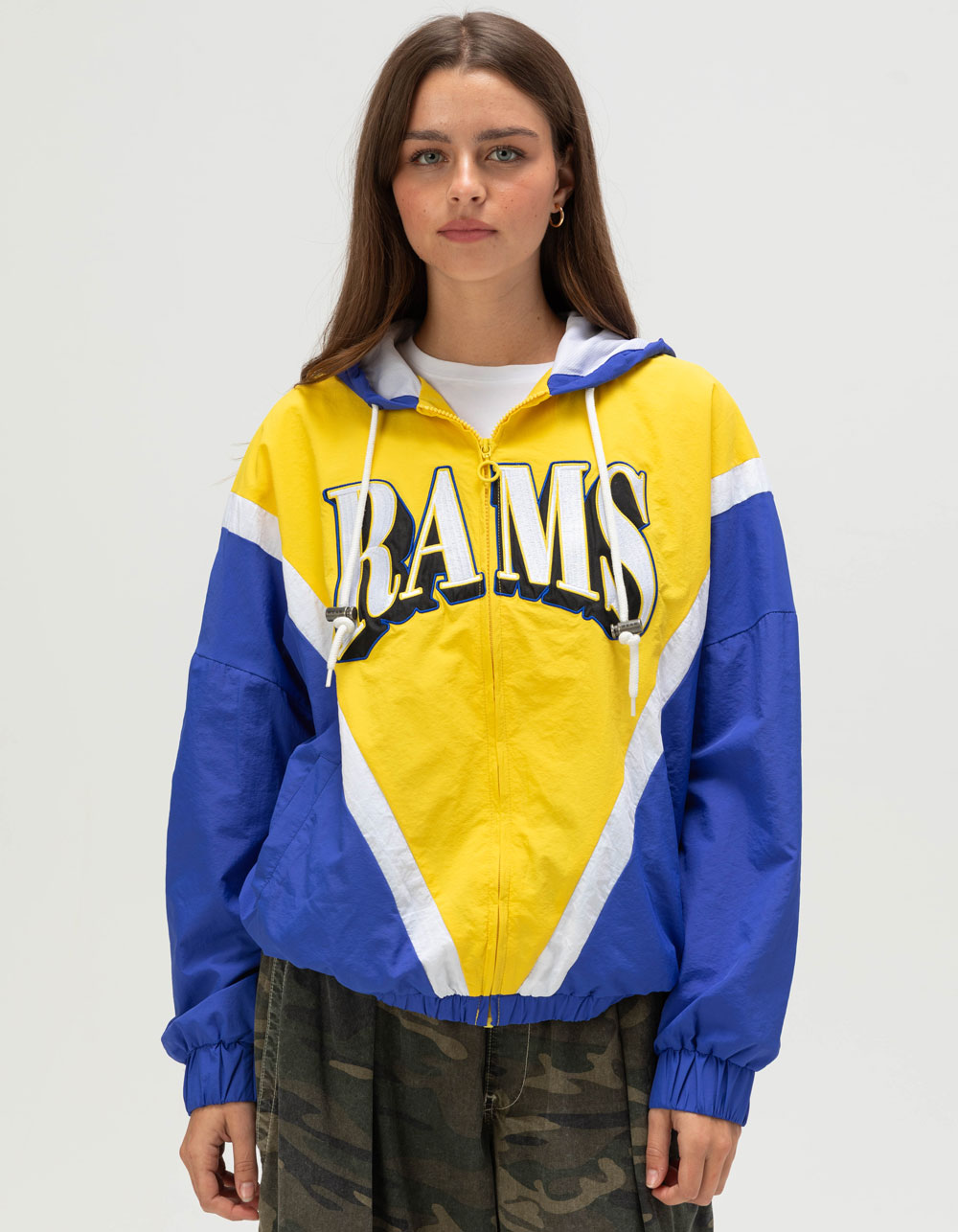 WEAR BY ERIN ANDREWS Los Angeles Rams Womens Windbreaker Jacket - BLUE