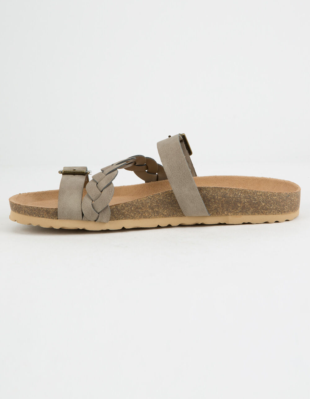 SODA Braided Strap Buckle Taupe Womens Sandals image number 3