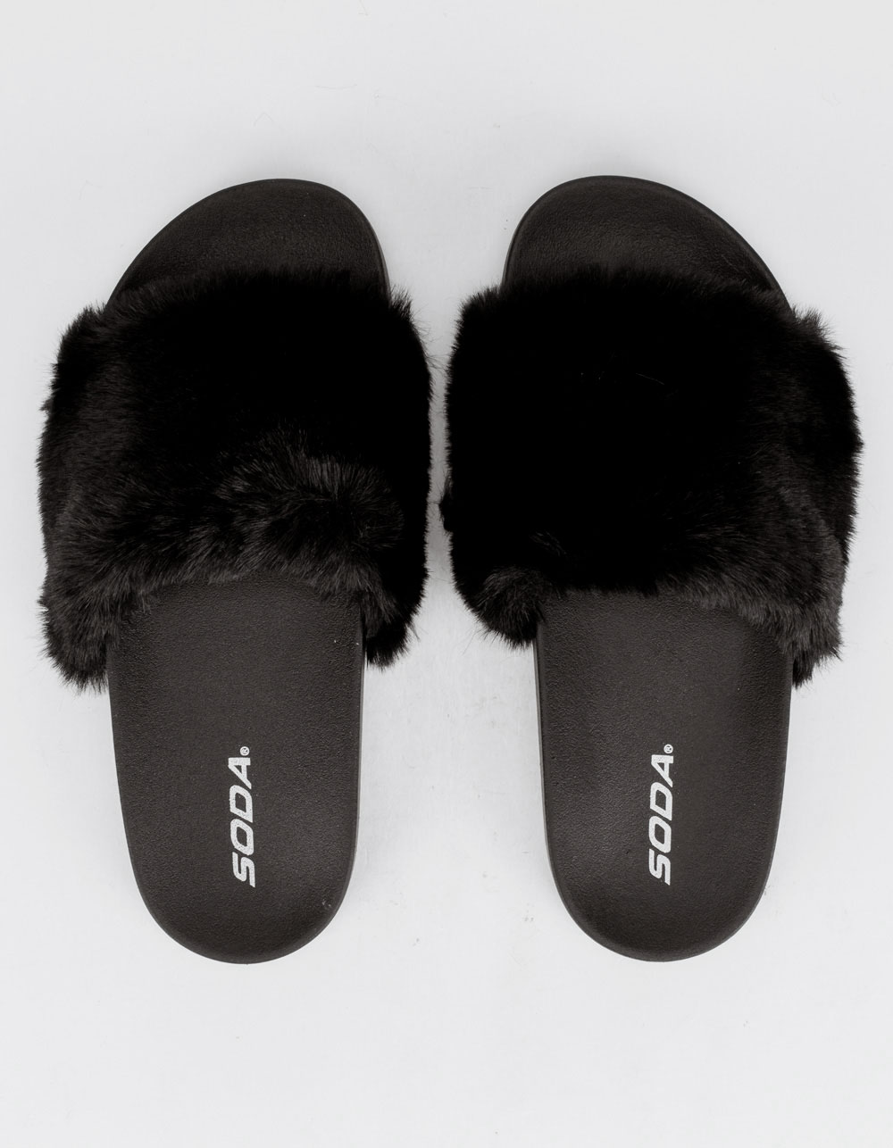 Real Fur Slides in Black Beaver Full Skin Rubber Fur Slippon 