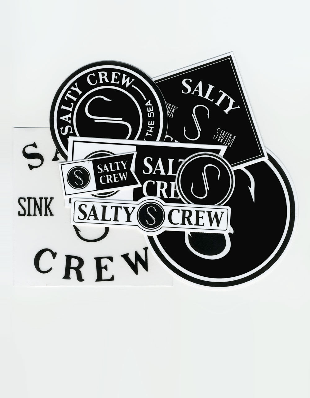SALTY CREW Logo Sticker Pack BLACK/WHITE Tillys